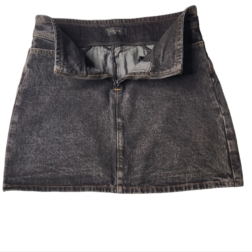 Elodie Midi Skirt Womens M High Waisted Faded Black Denim Y2K